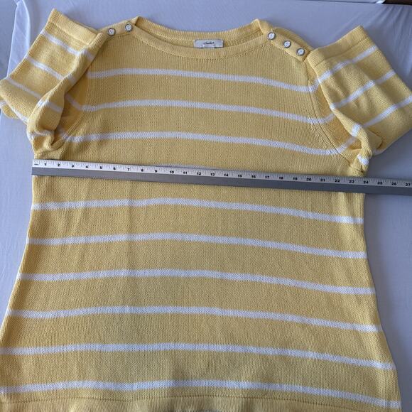 CJ Banks Women’s 2X Boho Chic Yellow Striped 3/4 Sleeve Knit Tunic Sweater Fall - Picture 7 of 10